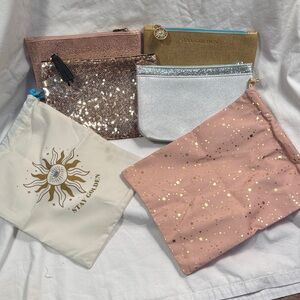 ipsy Glitter and Shine Pouch Set - Gold, Silver, Pink